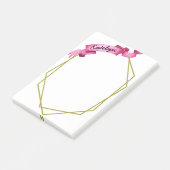 ピンクリボン金ゴールド幾何学的フレームのペルソライズ ポストイット (アングル)