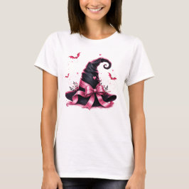 ピンクリボン魔女帽子 乳がん啓発 Tシャツ