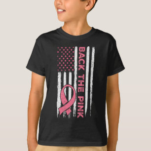 ピンクリボン アメリカ国旗 乳がん啓発 Tシャツ