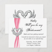 ピンクリボン シルバースワンズ ブライズメイド カード (正面/裏面)