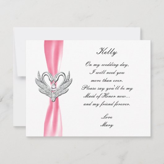 ピンクリボン シルバースワン メイドオブオナー カード (正面)