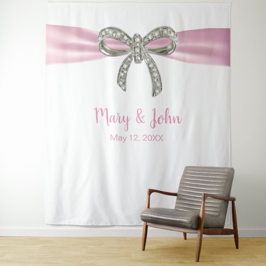 ピンクリボン ダイヤモンド ボウ ウェディング バックドロップ タペストリー (インサイチュ)