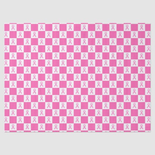 ピンクリボン チェック柄 - 乳がん啓発 薄葉紙 (正面)