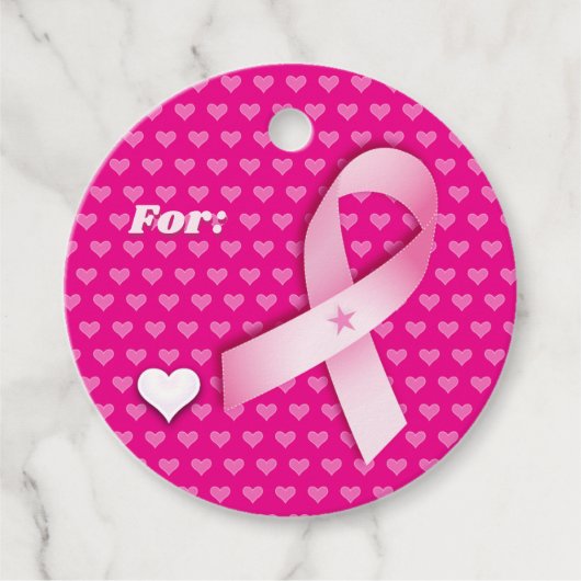 ピンクリボン&ハート乳癌認識度ギフト フェイバータグ (正面)