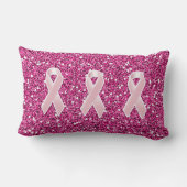ピンクリボン&フェイクグリッター ランバークッション (裏面)