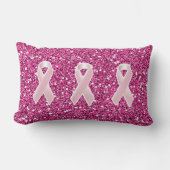 ピンクリボン&フェイクグリッター ランバークッション (正面)