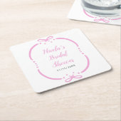 ピンクリボン ブライダルシャワー スクエアペーパーコースター (アングル)