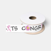 ピンクリボン 乳がん おめでとう サテンリボン (リール)