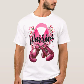 ピンクリボン 乳がん ボクシング グローブ 戦士 Tシャツ