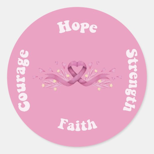 ピンクリボン 女性のがん啓発 乳がん ラウンドシール (正面)