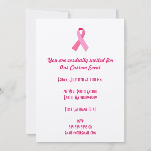 ピンクリボン 招待状 (正面)