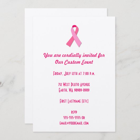 ピンクリボン 招待状 (正面/裏面)
