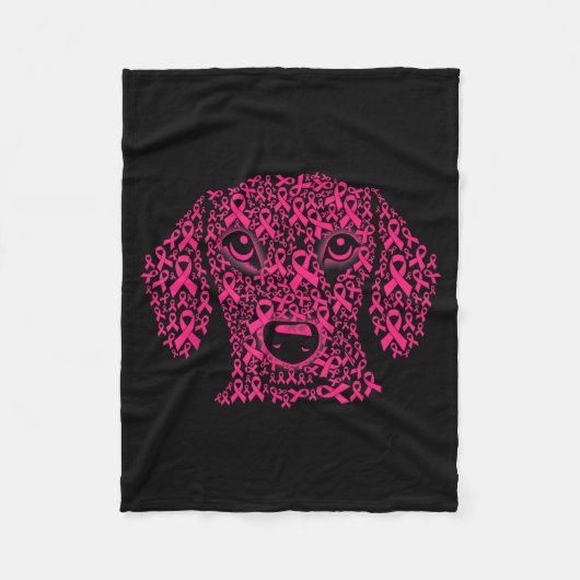ピンクリボン 犬好き 乳がん啓発グッズ フリースブランケット (正面)