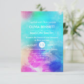 ピンクリモダンーフ水彩結婚式招待状 招待状 (スタンド正面)