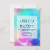 ピンクリモダンーフ水彩結婚式招待状 招待状 (正面)