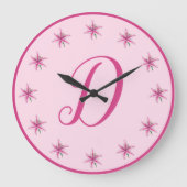ピンクリリリー春の花フローライニシャル ラージ壁時計 (正面)