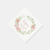 ピンクリリーウォーターフローラ100誕生日 スタンダードカクテルナプキン (角)