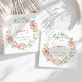 ピンクリリーウォーターフローラ100誕生日 スタンダードカクテルナプキン