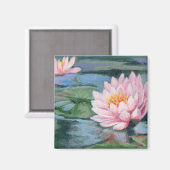 ピンクリリーオングリーンズアンドブルース冷蔵庫用マグネット マグネット (正面/裏面)