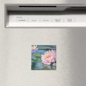 ピンクリリーオングリーンズアンドブルース冷蔵庫用マグネット マグネット (インサイチュ (食洗機))