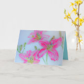 ピンクリリーズウォーターカラー誕生日カード カード (黄色い花)
