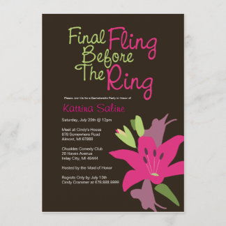 ピンクリリーファイナルフィットでリングや輪招待状 招待状