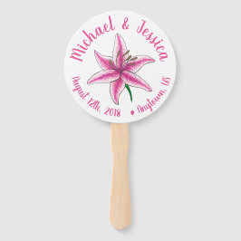 ピンクリリーフラワーガーデンパーティー結婚式 プログラム ハンドファン