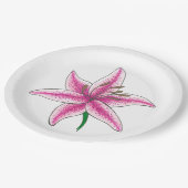 ピンクリリーフラワーフローラガーデンパーティー春リリー ペーパープレート (アングル)