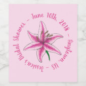 ピンクリリーフラワーフローラブライダルシャワーの好意 ワインラベル (シングルラベル)