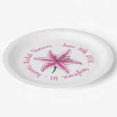 ピンクリリーフラワーブライダルベビーシャワーフローラガーデン ペーパープレート (アングル)