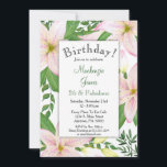 ピンクリリーフローラ誕生日パーティー招待女性 招待状<br><div class="desc">ロマンチックでクラシックのピンクのリリーフローラの誕生日の招待。</div>