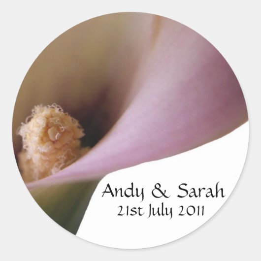 ピンクリリー結婚式用シール ラウンドシール (正面)