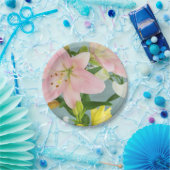 ピンクリリー7"紙プレート ペーパープレート (パーティー)