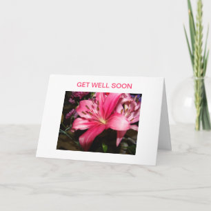 ピンクリリー&バラ、元気 カード