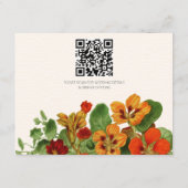 ピンクリリー フラワーモダン結婚式RSVP QRコード エンクロージャーカード (裏面)