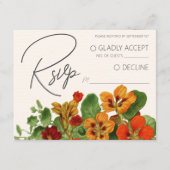 ピンクリリー フラワーモダン結婚式RSVP QRコード エンクロージャーカード (正面)