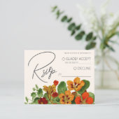 ピンクリリー フラワーモダン結婚式RSVP QRコード エンクロージャーカード (スタンド正面)