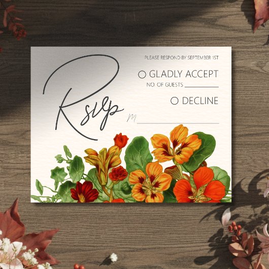 ピンクリリー フラワーモダン結婚式RSVP QRコード エンクロージャーカード