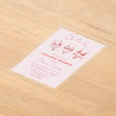 ピンクリングリーバチェロレッテ、パンティパーティーシャワー アクリル招待状 (レイダウン)