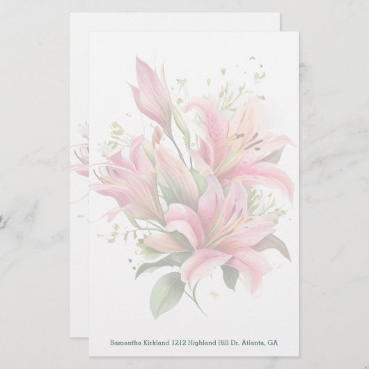 ピンクリーカスタムス文房具 便箋 (正面/裏面)