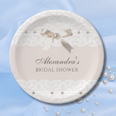 ピンクリージェンシーサテンボウレースブライダルシャワー ペーパープレート