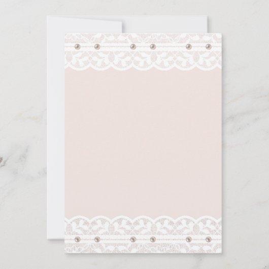 ピンクリージェンシーボウパールホワイトレースベビーシャワー 招待状 (裏面)