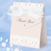 ピンクリージェンシーヴィンテージホワイトレースブライダルシャワー フェイバーボックス