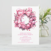ピンクリースクリスマスパーティの招待状 招待状 (スタンド正面)