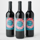ピンクリースレトロクリスマス ワインラベル (ボトル)