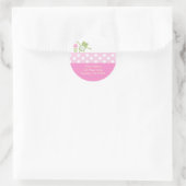 ピンクリープカエル差出人住所ステッカー ラウンドシール (バッグ)