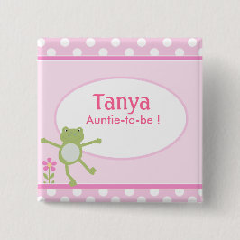 ピンクリープカエル赤ちゃんシャワー名タグボタン 缶バッジ