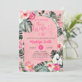 ピンクルアウ（ハワイ式宴会）ハイビスカストロピカルフローラブライダルシャワー 招待状 (スタンド正面)