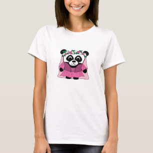 ピンクルネッサンスドレスのガールパンダ Tシャツ