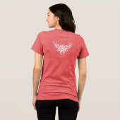 ピンクルビージェムと白いグリフィンと花 トライブレンドＴシャツ (裏面全面)